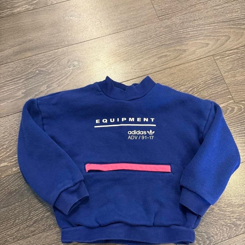 Adidas Retro Style Crewneck Sweatshirt Girl Navy Blue Link Track 90s inspired 3T